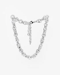 Bold glass chain necklace made from thick borosilicate glass links, handmade with sterling silver lobster clasp.