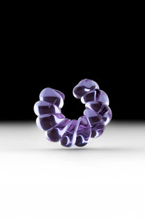 Single-piece borosilicate glass ear cuff in purple.