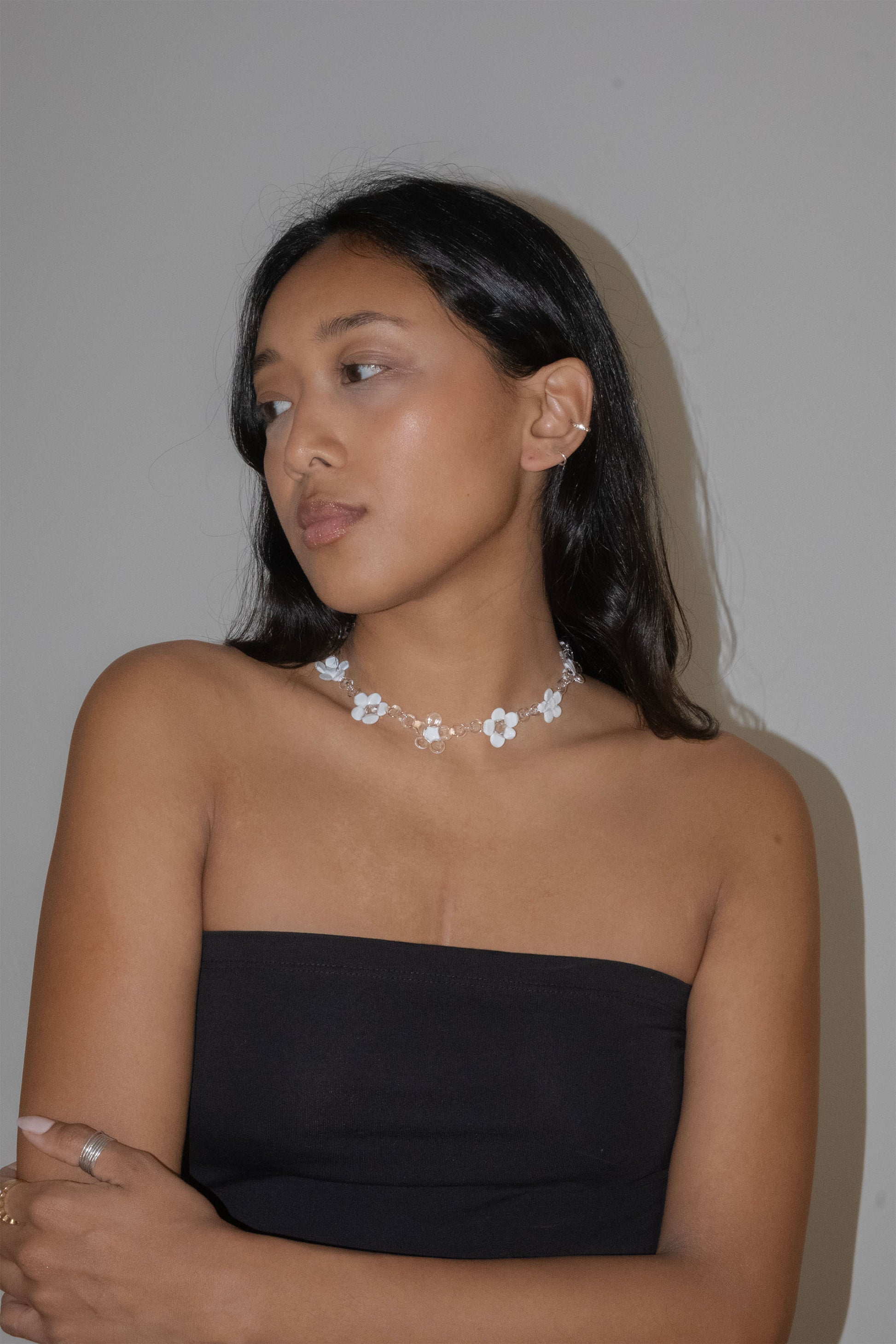 Flowers Necklace - White