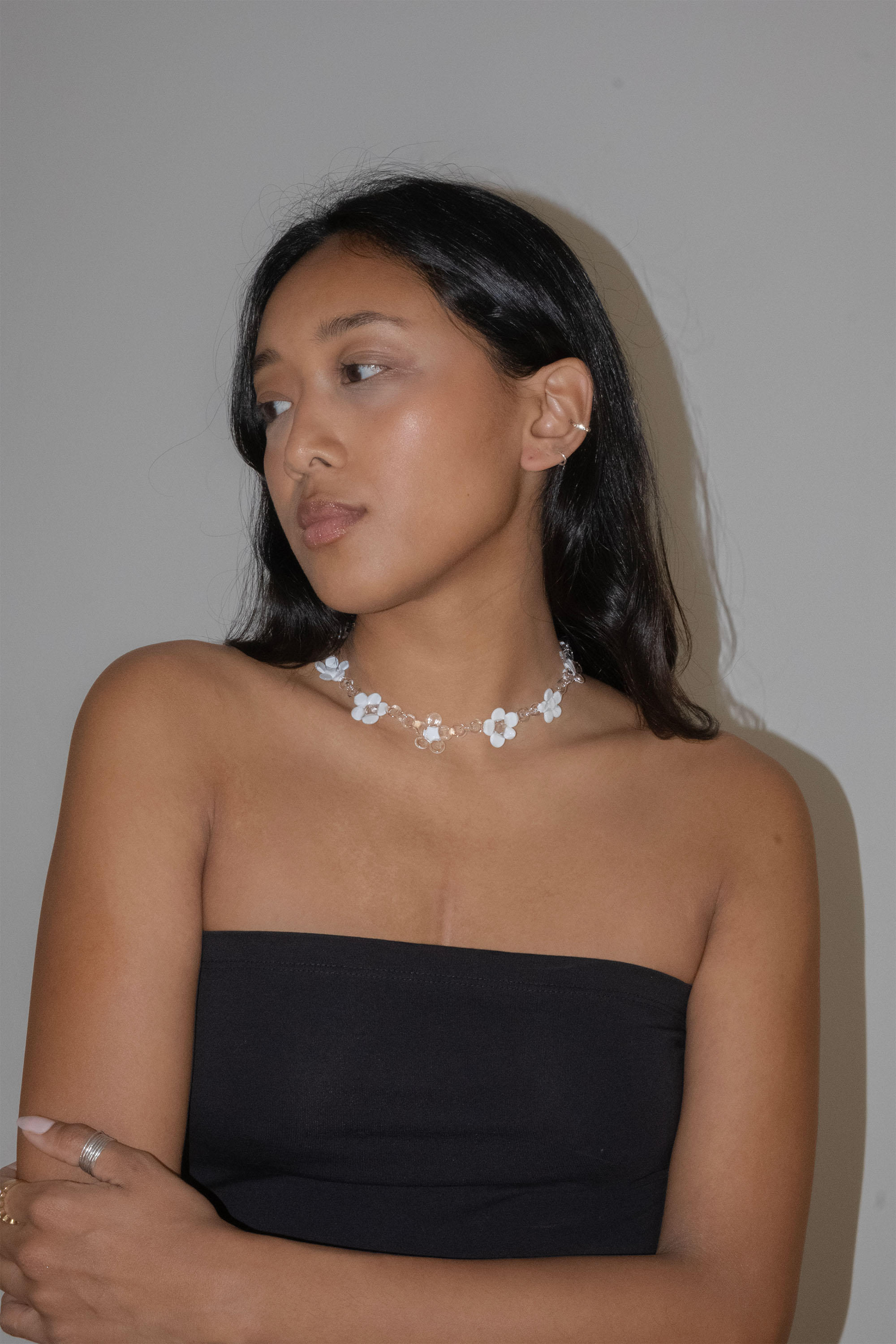 Flowers Necklace - White